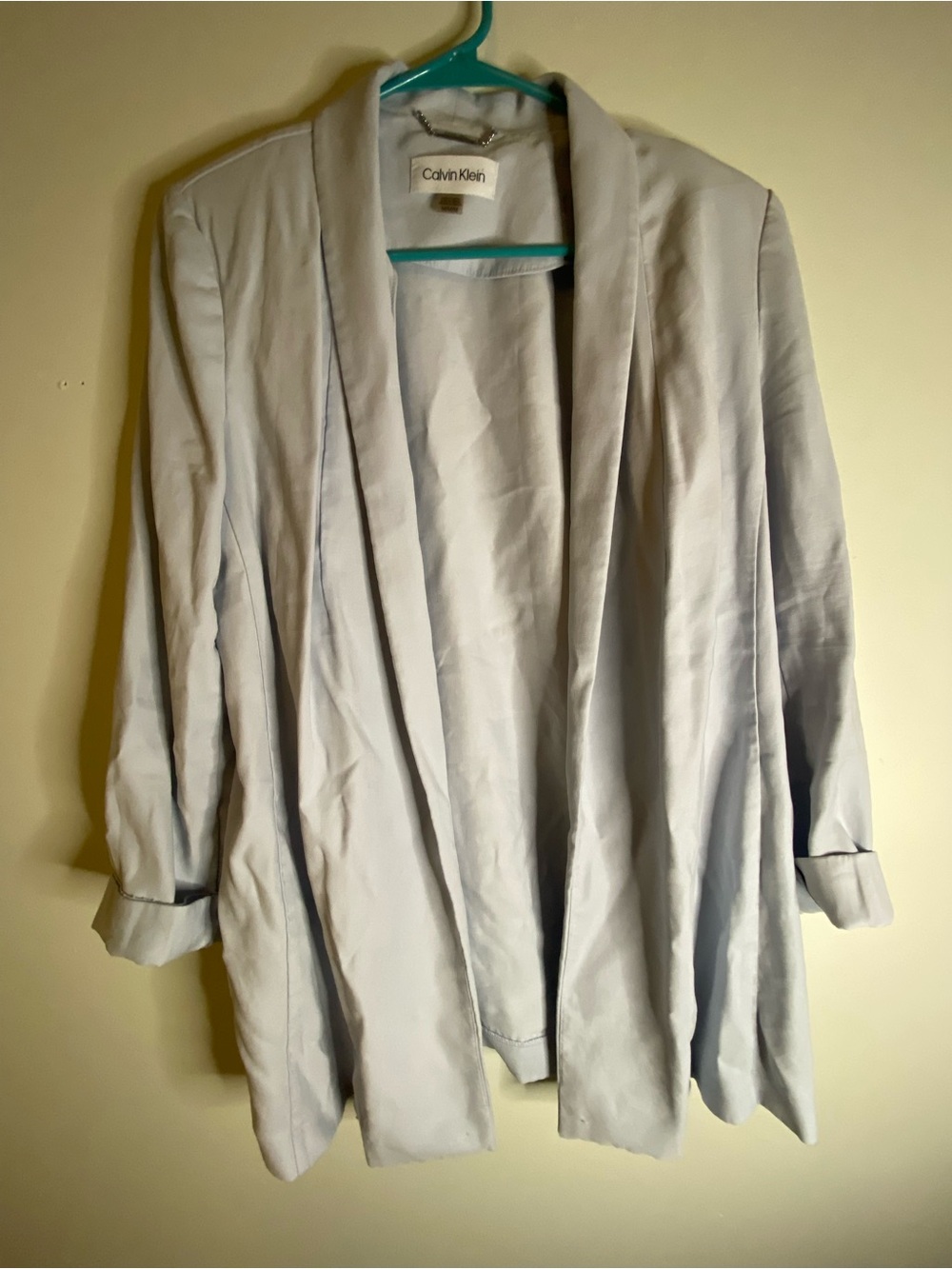 Calvin Klein Light Gray Draped Open-Front Blazer